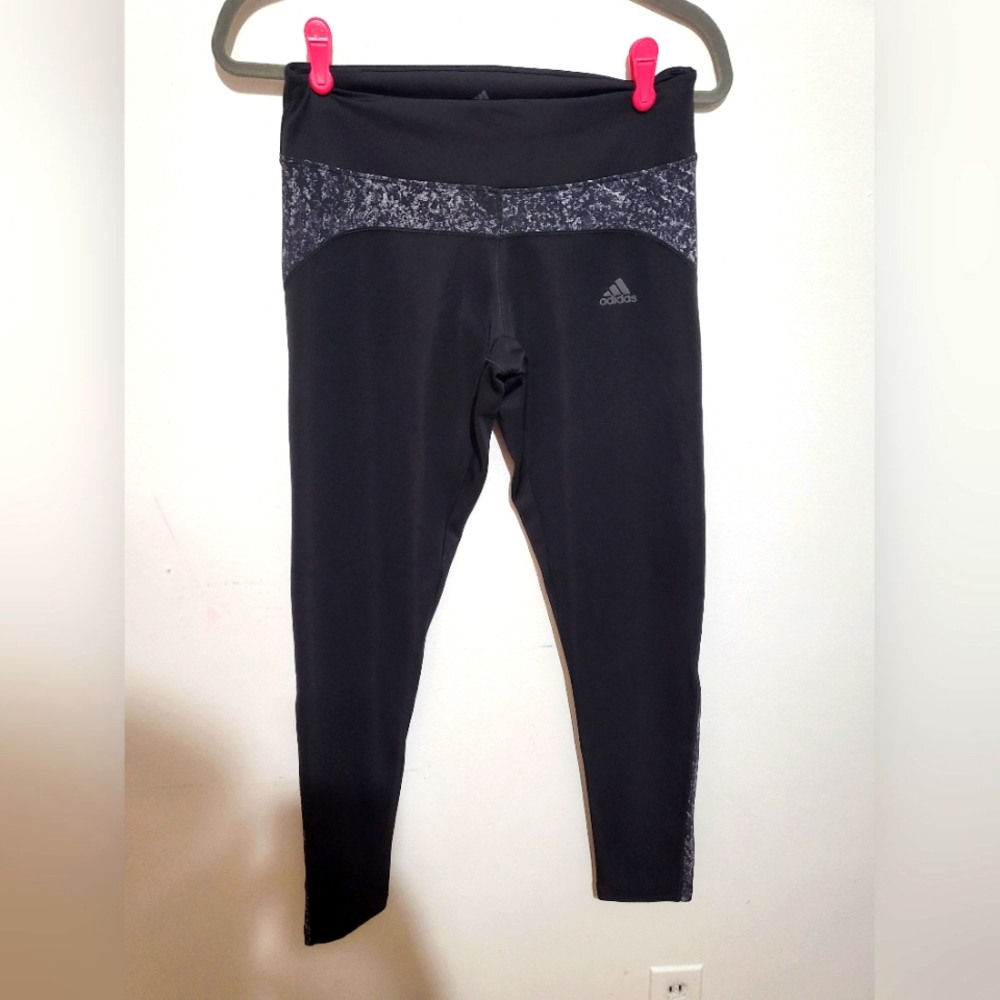 Adidas Black Climalite Leggings Running Tight Pants Zip Pocket. Size Medium.